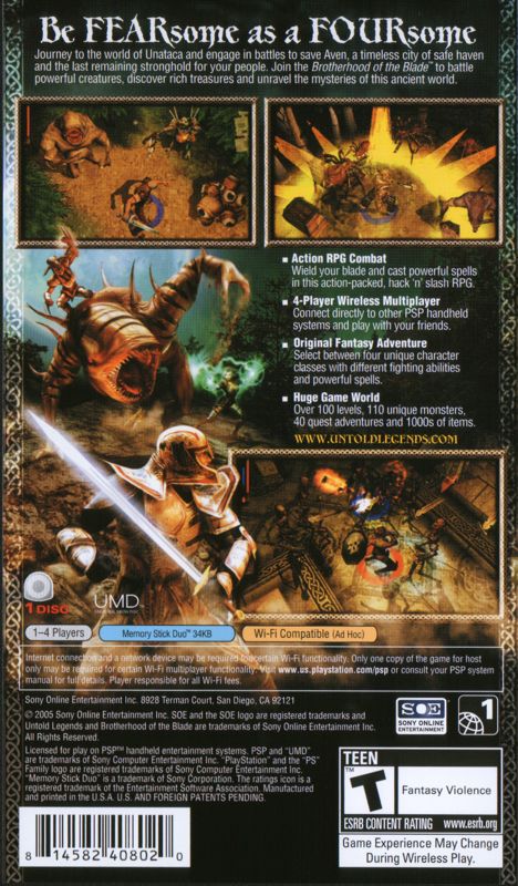 Untold Legends: Brotherhood of the Blade (PlayStation Portable)