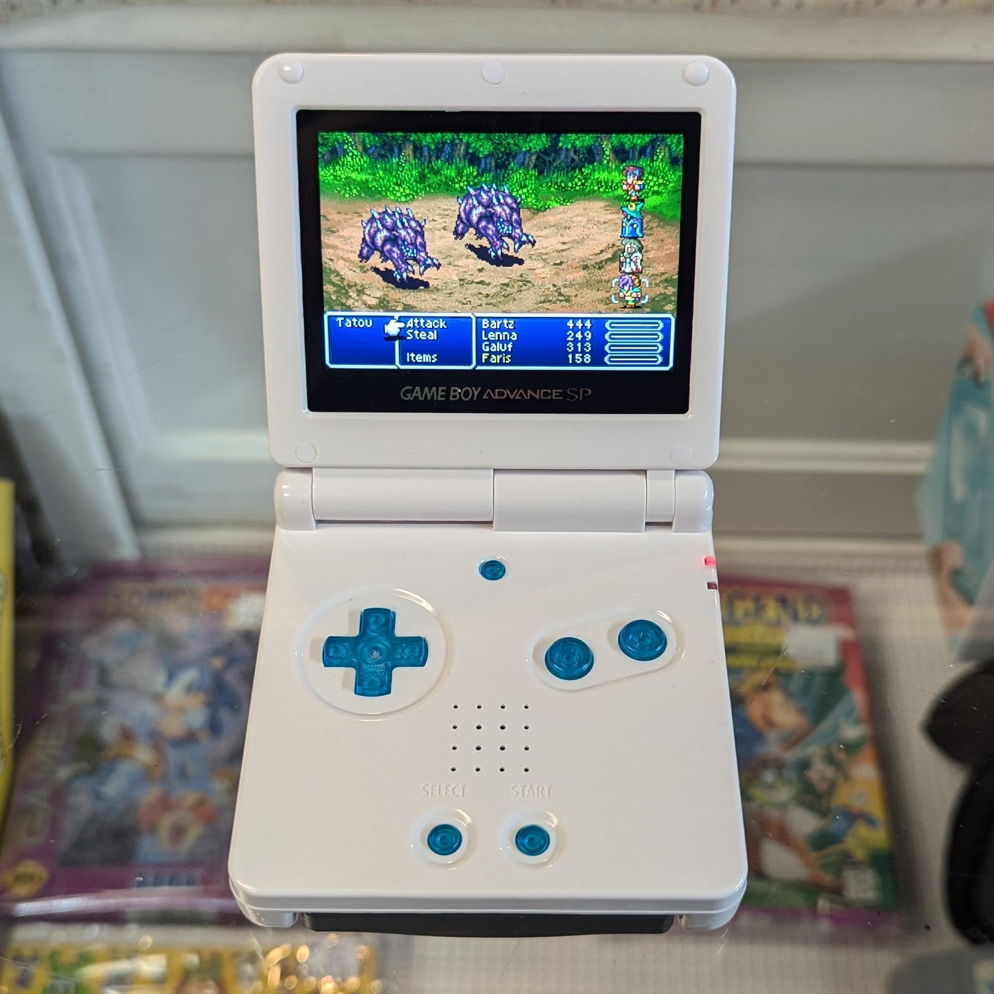 Game Boy Advance SP System - White Final Fantasy Tactics Advance Shell - IPS Modded